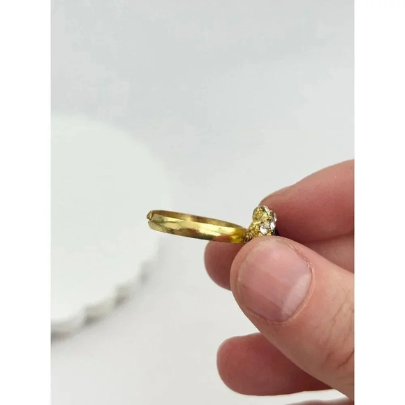 Vintage Gold Tone Blue Gemstone Halo Floral Adjustable Multi Stone Ring - size 9 - Picture 9 of 9